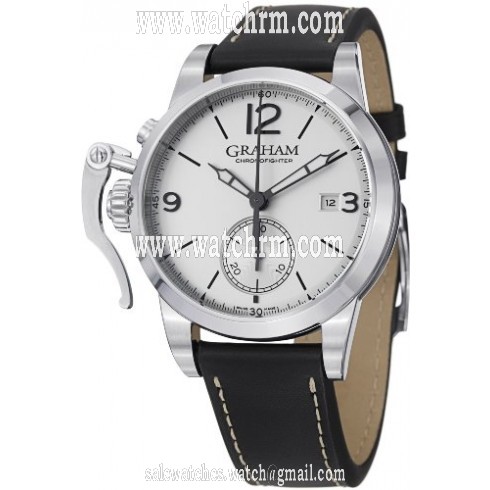 Graham Chronofighter 1695 Automatic Chronograph Silver Dial Black Leather Men's Watch 2CXASS02A