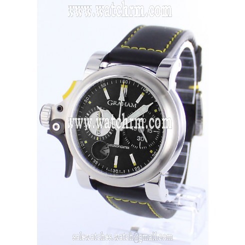 Graham Chronofighter Black Dial Black Leather Men's Watch 2TRAS.B01A.L95B
