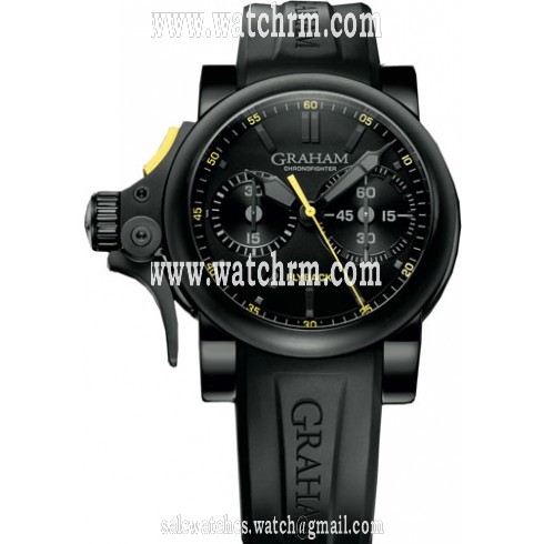 Graham Chronofighter Black Dial Black Rubber Automatic Men's Watch 2TRABB11A