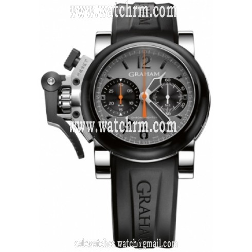 Graham Chronofighter Gray Dial Black Rubber Men's Watch 2OVBV.BS08A