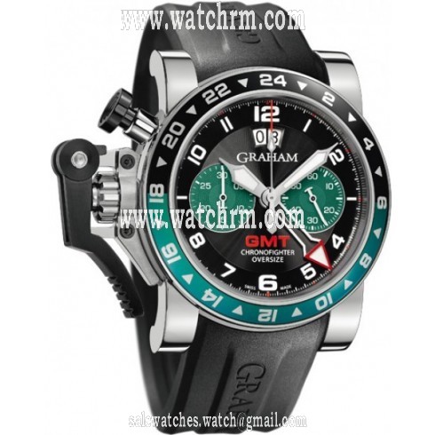 Graham Chronofighter Oversize GMT Black Dial Black Rubber Men's Watch 2OVGSB12AK10B