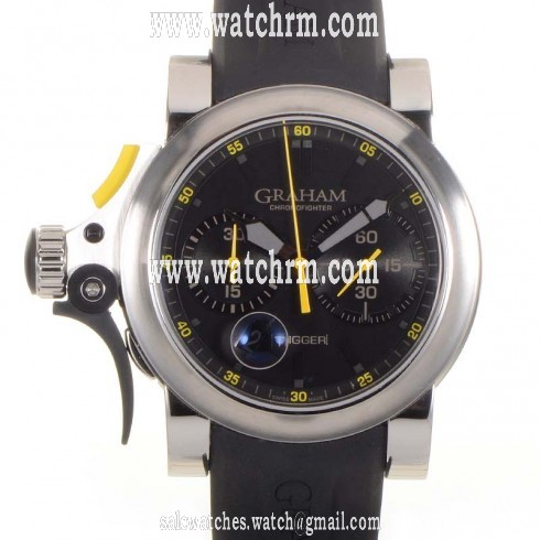Graham Chronofighter Trigger Black Dial Black Rubber Men's Watch 2TRAS