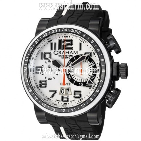 Graham Silverstone Automatic Chronograph White Dial Black Rubber Strap Men's Watch 2BLCDW04A