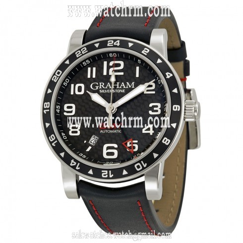 Graham Silverstone Time Zone Automatic Black Dial Black Leather Men's Watch 2TZASB02A