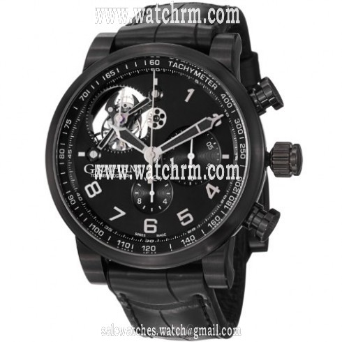 Graham Silverstone Tourbilliograph Automatic Black Dial Black Leather Men's Watch 2TSABB02A