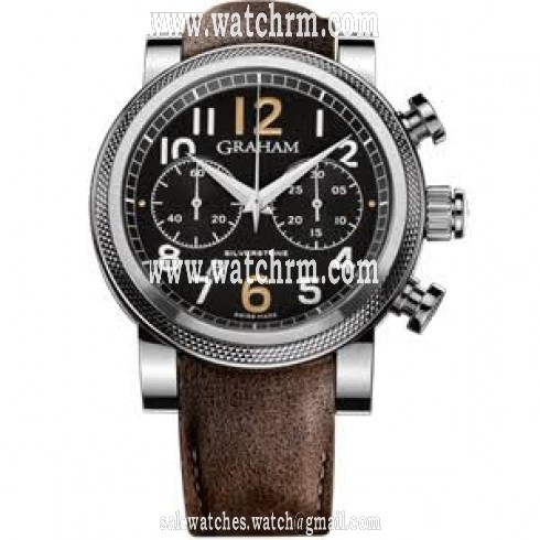 Graham Silverstone Vintage 30 Chronograph Black Dial Brown Leather Men's Watch 2BLFSB36A
