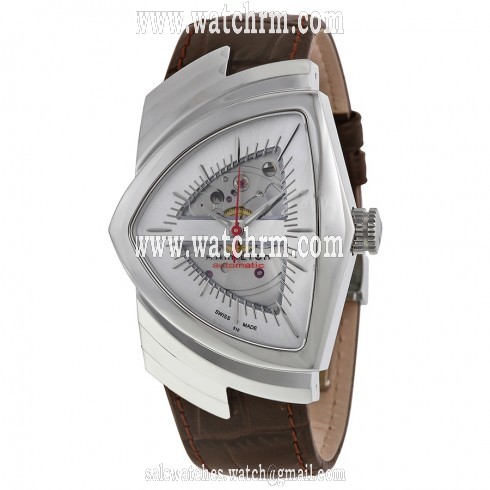 Hamilton American Classics Ventura Automatic Silver Dial Brown Leather Unisex Watch H24515551