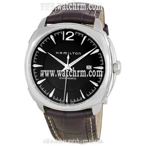 Hamilton Cushion Black Dial Brown Leather Strap Stainless Steel Men's Watch H36515535