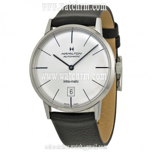 Hamilton Intra-Matic Silver Dial Leather Men's Watch H38455751