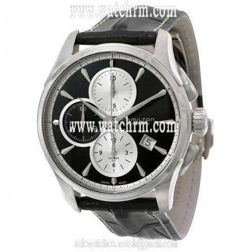 Hamilton Jazzmaster Chronograph Grey Dial Black Leather Men's Watch H32596781