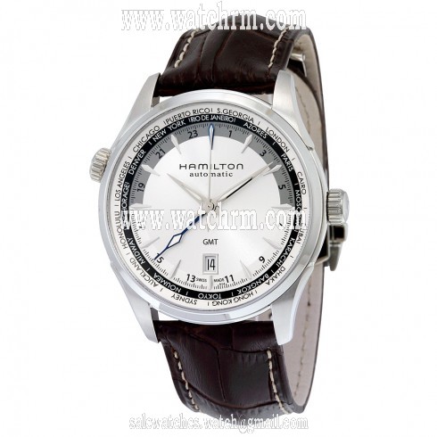 Hamilton Jazzmaster GMT Silver Dial Brown Leather Men's Watch H32605551