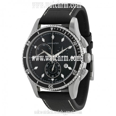 Hamilton Jazzmaster Seaview Chronograph Black Dial Black Leather Men's Watch H37512731