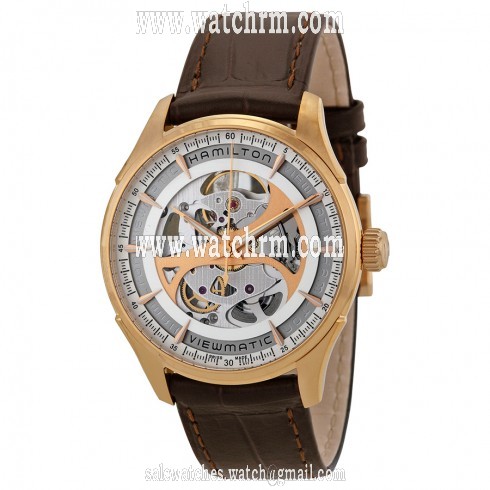 Hamilton Jazzmaster Viewmatic White Skeleton Dial Brown Leather Men's Watch H42545551