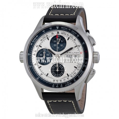 Hamilton Khaki Aviation X-Patrol Chronograph Silver Dial Black Leather Men's Watch H76566751