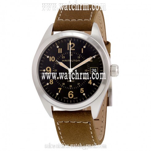 Hamilton Khaki Black Dial Suede Strap Men's Watch H68551833