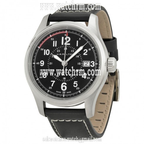 Hamilton Khaki Field Automatic Black Dial Black Leather Men's Watch H70595733