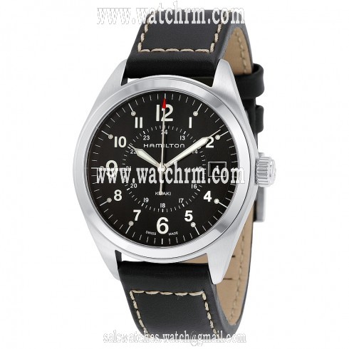 Hamilton Khaki Field Black Dial Black Leather Watch H68551733