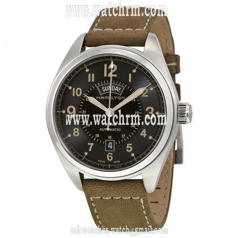 Hamilton Khaki Field Automatic Black Dial Green Leather Men's Watch H70505833