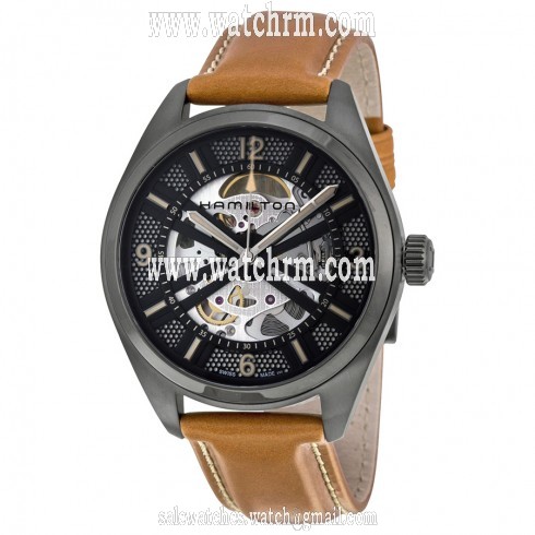 Hamilton Khaki Field Skeleton Dial Brown Leather Men's Watch H72585535