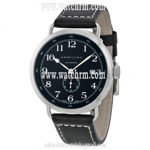 Hamilton Khaki Navy Pioneer Automatic Black Dial Black Leather Men's Watch H78415733