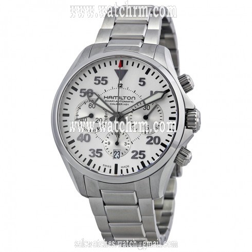 Hamilton Khaki Pilot Automatic Chronograph Silver Dial Stainless Steel Men's Watch H64666155