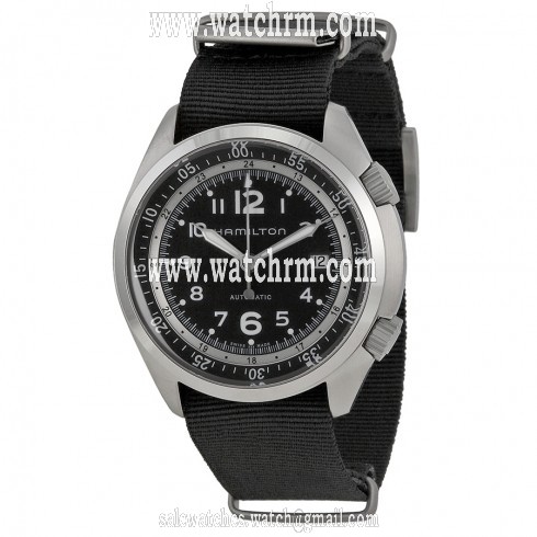 Hamilton Khaki Pilot Pioneer Automatic Black Dial Black Fabric Men's Watch H76455733