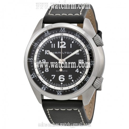 Hamilton Khaki Pilot Pioneer Automatic Black Dial Black Leather Men's Watch H76455933