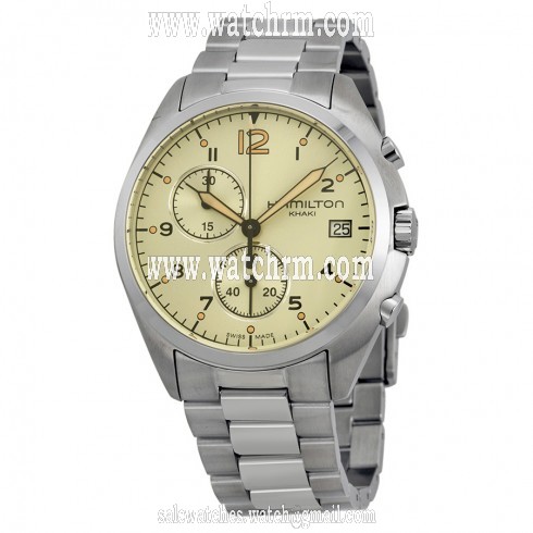 Hamilton Khaki Pilot Pioneer Chronograph Beige Dial Stainless Steel Men's Watch H76512155
