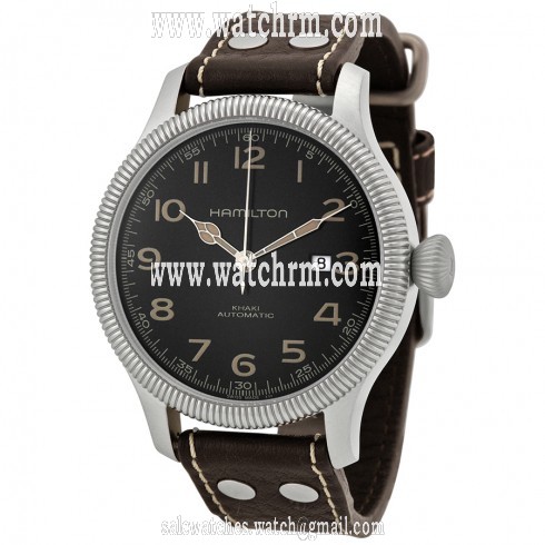Hamilton Khaki Pioneer Black Dial Leather Strap Men's Watch H60515533