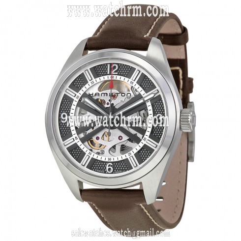 Hamilton Khaki Skeleton Dial Automatic Brown Leather Men's Watch H72515585