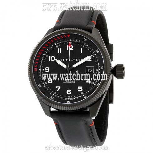 Hamilton Khaki Takeoff Air Zermatt Automatic Black Dial Black Leather Men's Watch H76695733