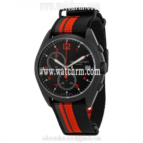 Hamilton Pilot Pioneer Chronograph Black Dial Black Nato Men's Watch H76582933