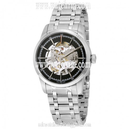 Hamilton Railroad Automatic Black Skeleton Dail Stainless Steel Men's Watch H40655131