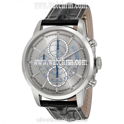 Hamilton Railroad Chronograph Automatic Silver Grey Dial Black Leather Men's Watch H40656781