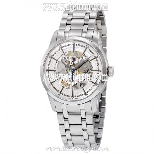 Hamilton Railroad Silver Skeleton Dail Stainless Steel Men's Watch H40655151