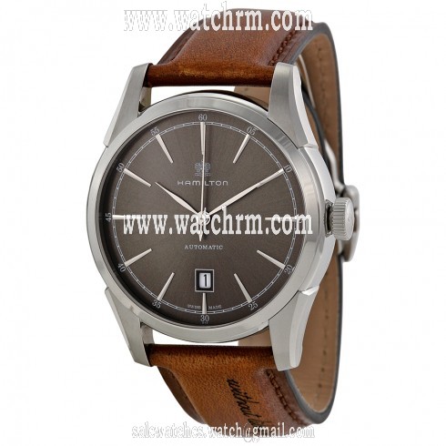 Hamilton Spirit of Liberty Automatic Grey Dial Brown Leather Men's Watch H42415591