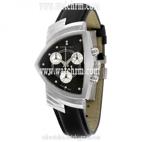 Hamilton Ventura Chrono Black Dial  Black Strap Men's Watch H24412732