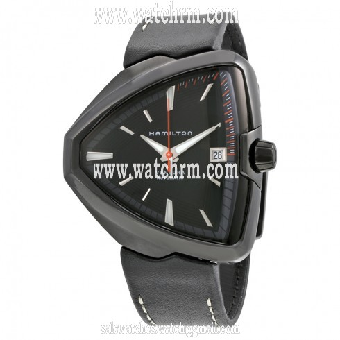 Hamilton Ventura Elvis80 Automatic Black Dial Black Leather Men's Watch H24585731