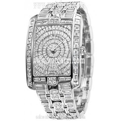 Harry Winston Avenue C Diamond Pave Dial 18kt White Gold Baguette Diamond Men's Watch AVCQHM35WW001
