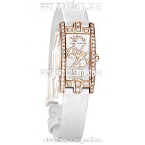Harry Winston Avenue C Mini Silver Dial 18kt Rose Gold Diamond White Stain Ladies Watch AVCQHM16RR001