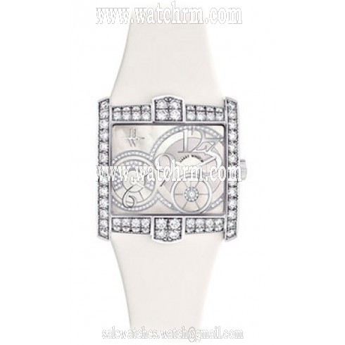 Harry Winston Avnue C Squared A2 Mother of Pearl Dial 18kt White Gold Diamond Satin Ladies Watch AVSQTZ38WW009