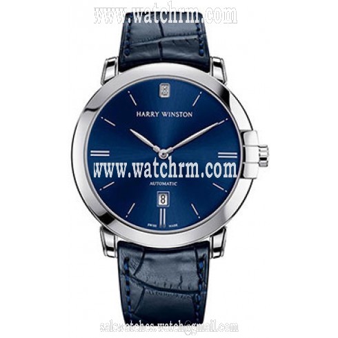 Harry Winston Midnight Blue Dial Blue Leather Automatic Men's Watch MIDAHD42WW002