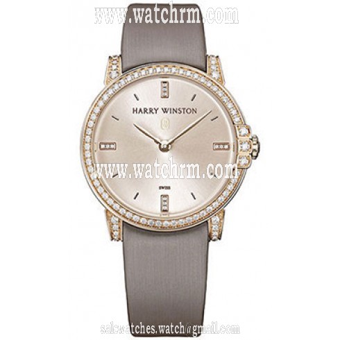 Harry Winston Midnight Champagne Sunray Dial 18kt Rose Gold Diamond Ladies Watch MIDQHM32RR002