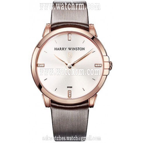Harry Winston Midnight Champagne Sunray Dial 18kt Rose Gold Satin Men's Watch MIDQHM39RR001