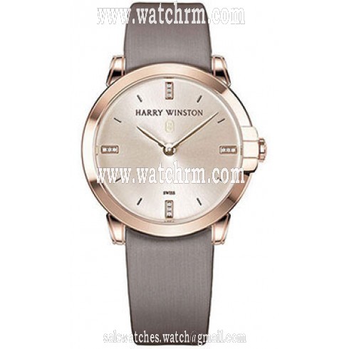 Harry Winston Midnight Champagne Sunray Diamond Dial 18kt Rose Gold Satin Ladies Watch MIDQHM32RR001