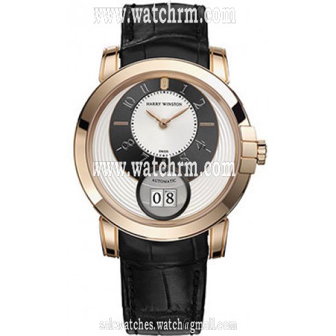 Harry Winston Midnight Silver Dial 18kt Rose Gold Automatic Men's Watch MIDABD42RR001