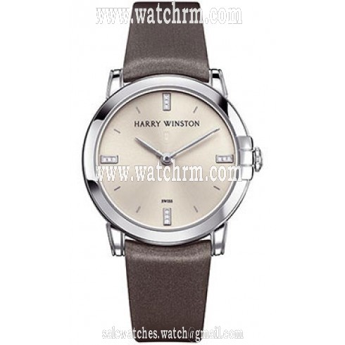 Harry Winston Midnight Silver Dial 18kt White Gold Brown Satin Ladies Watch MIDQHM32WW001
