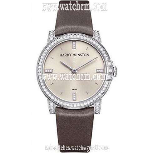 Harry Winston Midnight Silver Dial 18kt White Gold Diamond Satin Ladies Watch MIDQHM32WW002