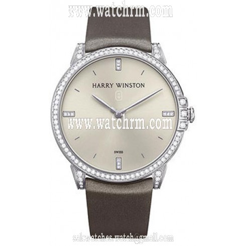 Harry Winston Midnight Silver Dial 18kt White Gold Diamond Stain Men's Watch MIDQHM39WW002