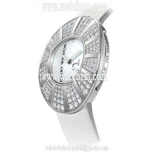 Harry Winston Mother of Pearl 18kt White Gold Diamond Satin Ladies Watch TTMQHM33WW010
